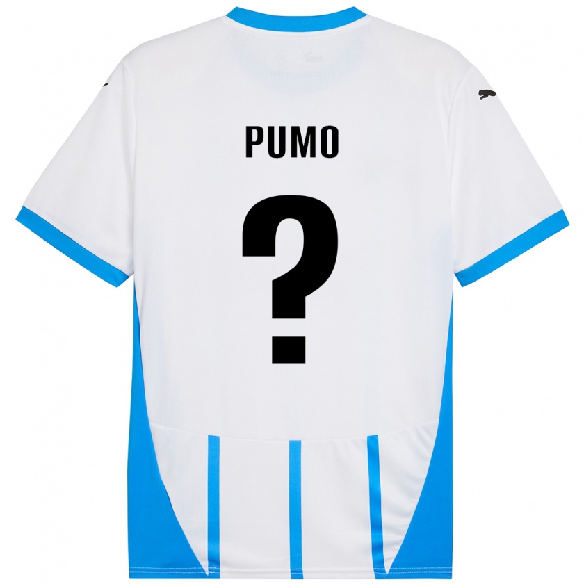 Kandiny Kinder Samuele Pumo #0 Weiß Blau Auswärtstrikot Trikot 2024/25 T-Shirt