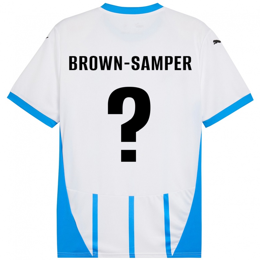 Kandiny Kinder Isaac Brown-Samper #0 Weiß Blau Auswärtstrikot Trikot 2024/25 T-Shirt