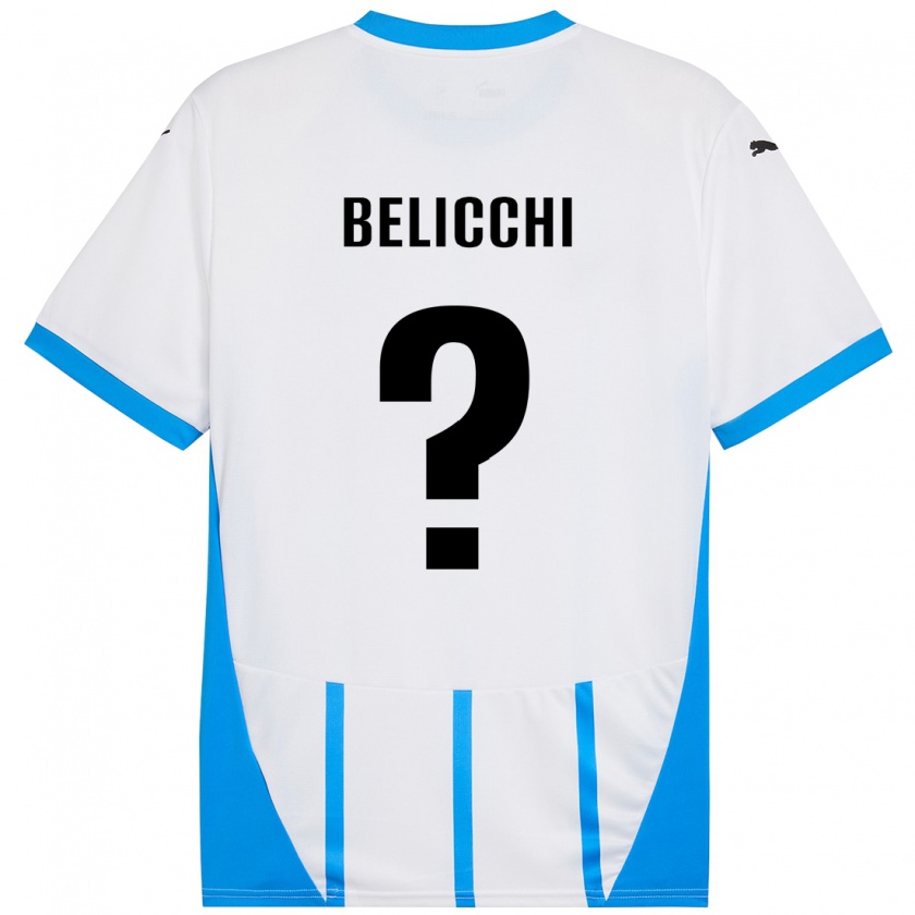 Kandiny Kinder Gianmarco Belicchi #0 Weiß Blau Auswärtstrikot Trikot 2024/25 T-Shirt