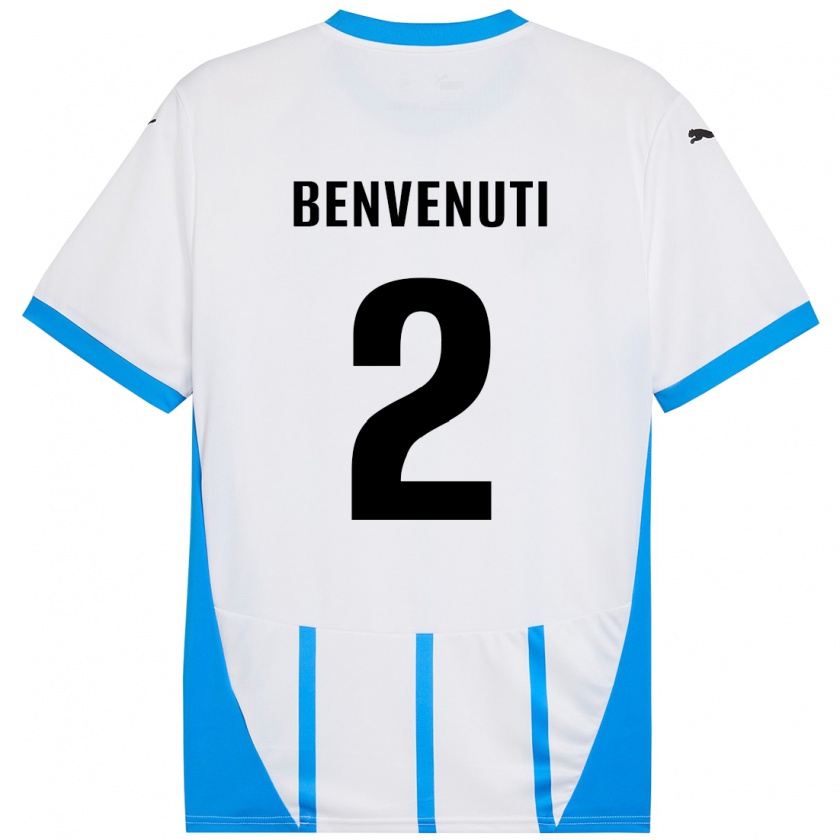 Kandiny Kinder Giacomo Benvenuti #2 Weiß Blau Auswärtstrikot Trikot 2024/25 T-Shirt