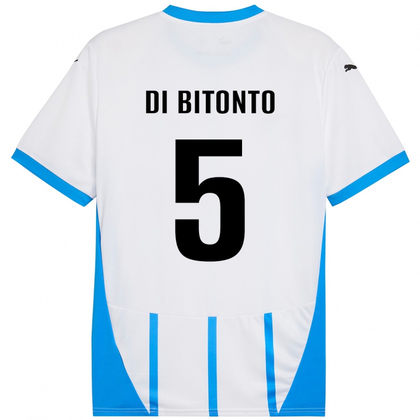 Kandiny Kinder Alessandro Di Bitonto #5 Weiß Blau Auswärtstrikot Trikot 2024/25 T-Shirt