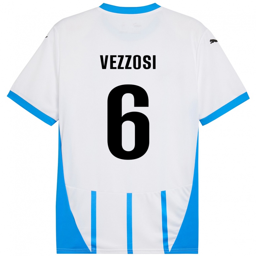 Kandiny Kinder Giorgio Vezzosi #6 Weiß Blau Auswärtstrikot Trikot 2024/25 T-Shirt