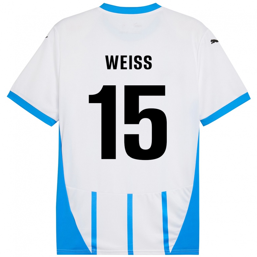 Kandiny Kinder David Weiss #15 Weiß Blau Auswärtstrikot Trikot 2024/25 T-Shirt