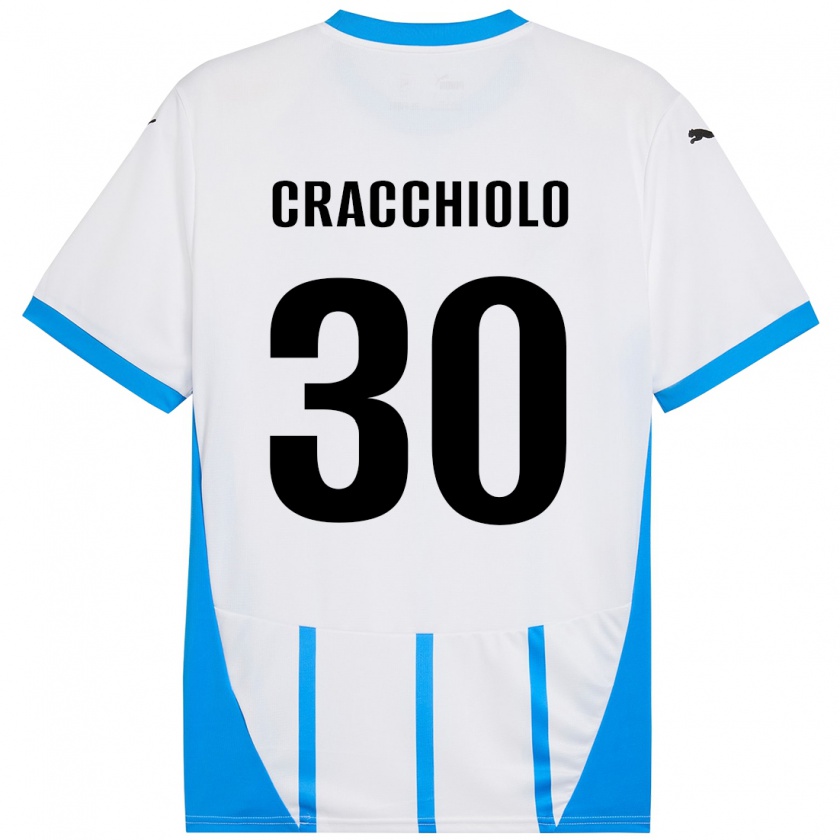 Kandiny Kinder Leonardo Cracchiolo #30 Weiß Blau Auswärtstrikot Trikot 2024/25 T-Shirt