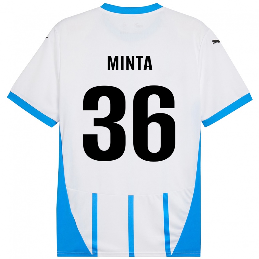 Kandiny Kinder Amoako Minta #36 Weiß Blau Auswärtstrikot Trikot 2024/25 T-Shirt