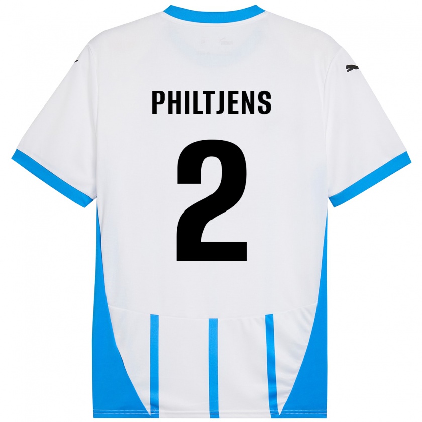 Kandiny Kinder Davina Philtjens #2 Weiß Blau Auswärtstrikot Trikot 2024/25 T-Shirt