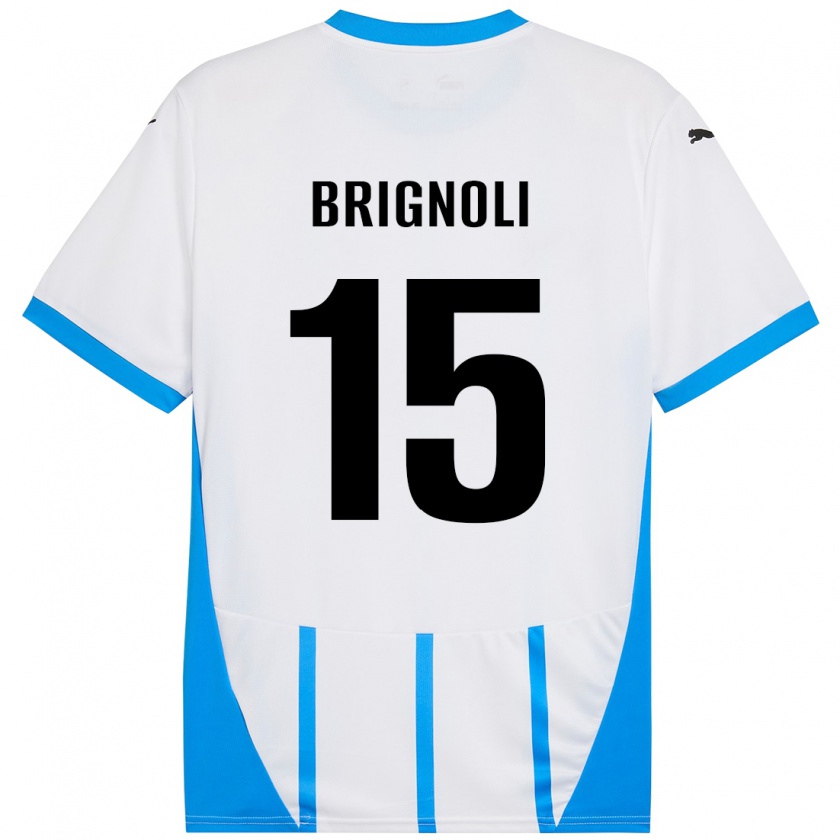 Kandiny Kinder Benedetta Brignoli #15 Weiß Blau Auswärtstrikot Trikot 2024/25 T-Shirt