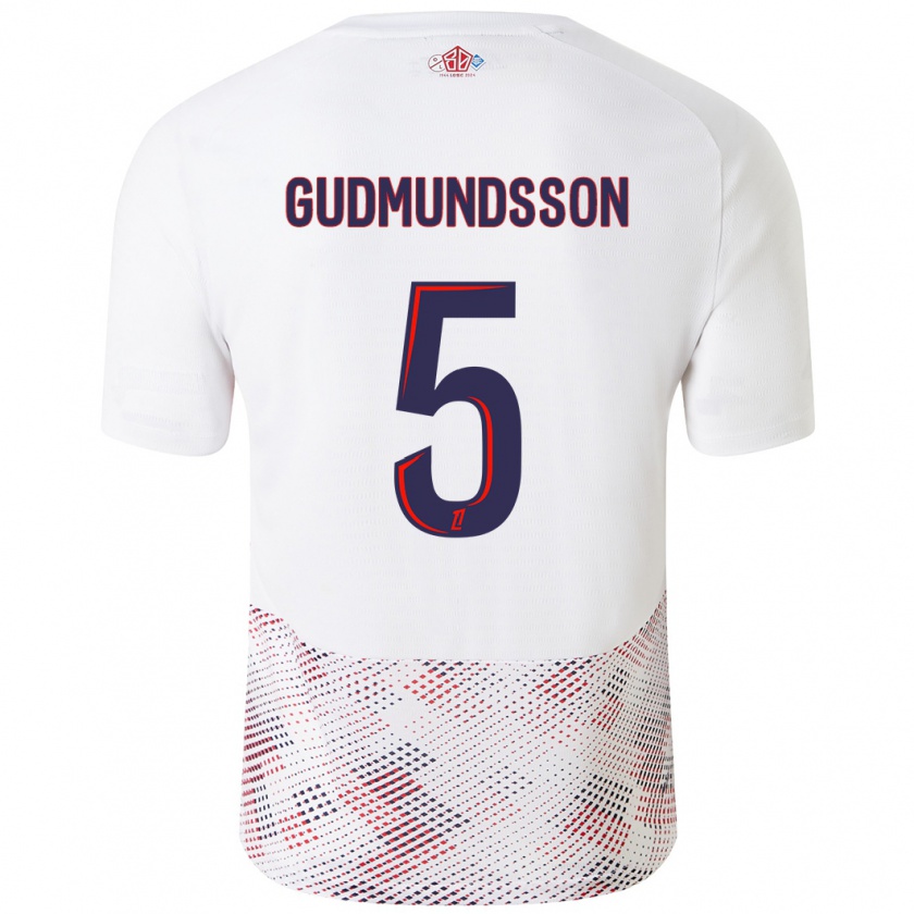 Kandiny Kinder Gabriel Gudmundsson #5 Weiß Königsblau Auswärtstrikot Trikot 2024/25 T-Shirt