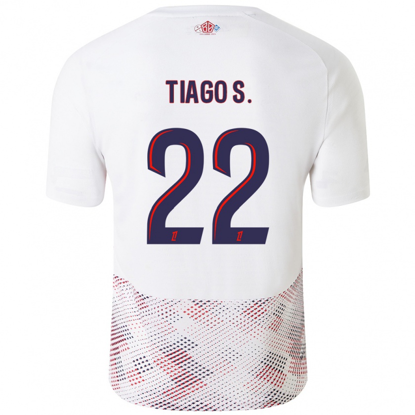 Kandiny Kinder Tiago Santos #22 Weiß Königsblau Auswärtstrikot Trikot 2024/25 T-Shirt