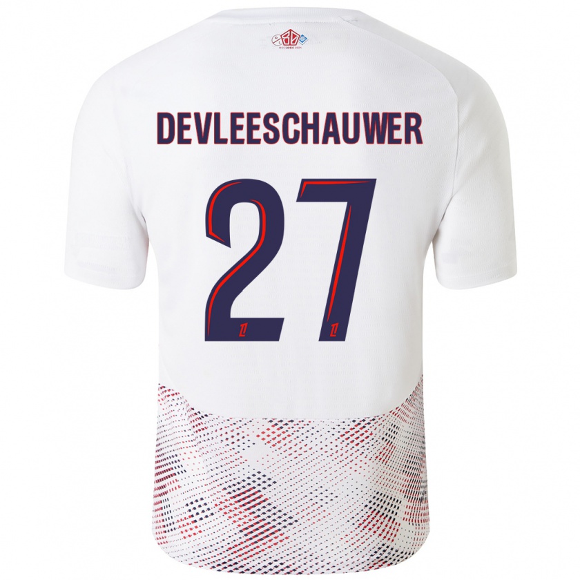 Kandiny Kinder Gwenaëlle Devleeschauwer #27 Weiß Königsblau Auswärtstrikot Trikot 2024/25 T-Shirt