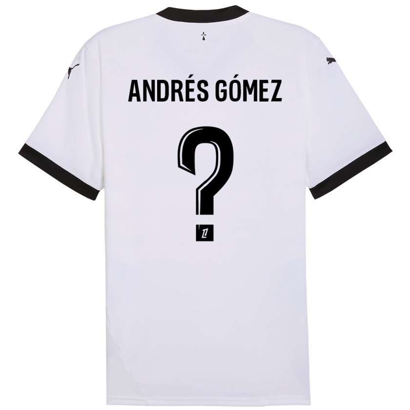 Kandiny Kinder Carlos Andrés Gómez #0 Weiß Schwarz Auswärtstrikot Trikot 2024/25 T-Shirt