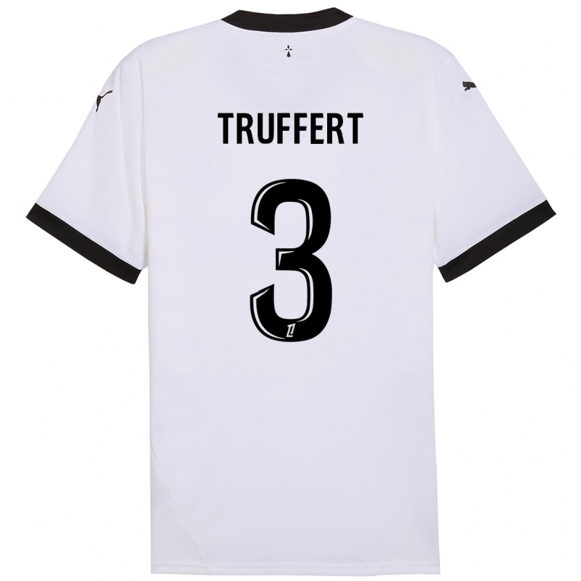 Kandiny Kinder Adrien Truffert #3 Weiß Schwarz Auswärtstrikot Trikot 2024/25 T-Shirt