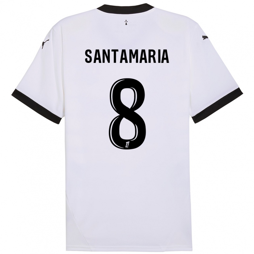 Kandiny Kinder Baptiste Santamaria #8 Weiß Schwarz Auswärtstrikot Trikot 2024/25 T-Shirt