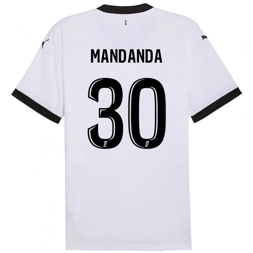 Kandiny Kinder Steve Mandanda #30 Weiß Schwarz Auswärtstrikot Trikot 2024/25 T-Shirt