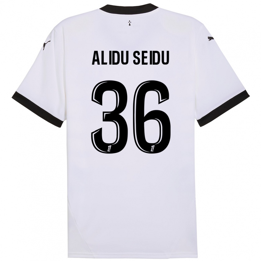 Kandiny Kinder Alidu Seidu #36 Weiß Schwarz Auswärtstrikot Trikot 2024/25 T-Shirt