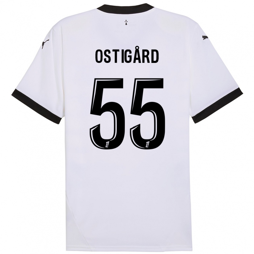 Kandiny Kinder Leo Østigård #55 Weiß Schwarz Auswärtstrikot Trikot 2024/25 T-Shirt