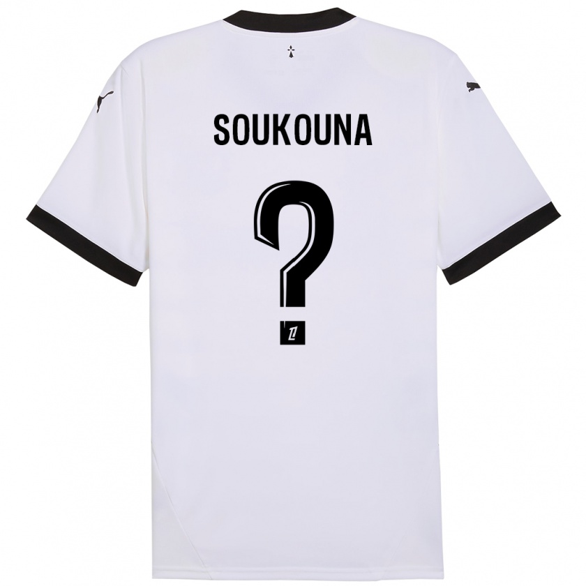 Kandiny Kinder Isiaka Soukouna #0 Weiß Schwarz Auswärtstrikot Trikot 2024/25 T-Shirt