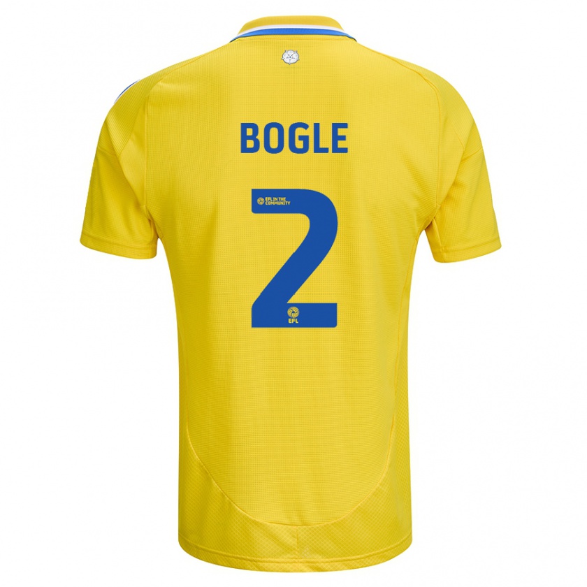 Kandiny Kinder Jayden Bogle #2 Gelb Blau Auswärtstrikot Trikot 2024/25 T-Shirt