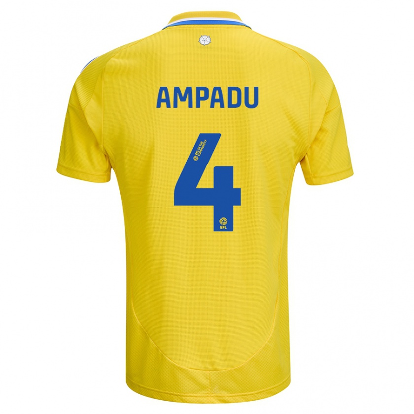 Kandiny Kinder Ethan Ampadu #4 Gelb Blau Auswärtstrikot Trikot 2024/25 T-Shirt