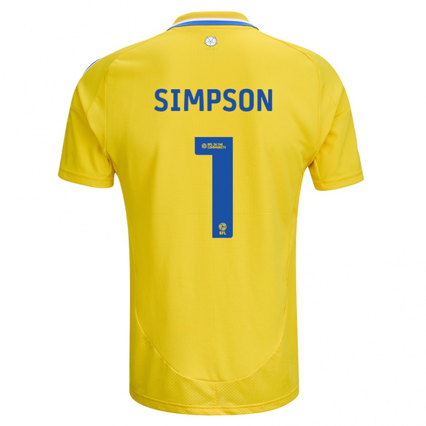 Kandiny Kinder Carrie Simpson #1 Gelb Blau Auswärtstrikot Trikot 2024/25 T-Shirt