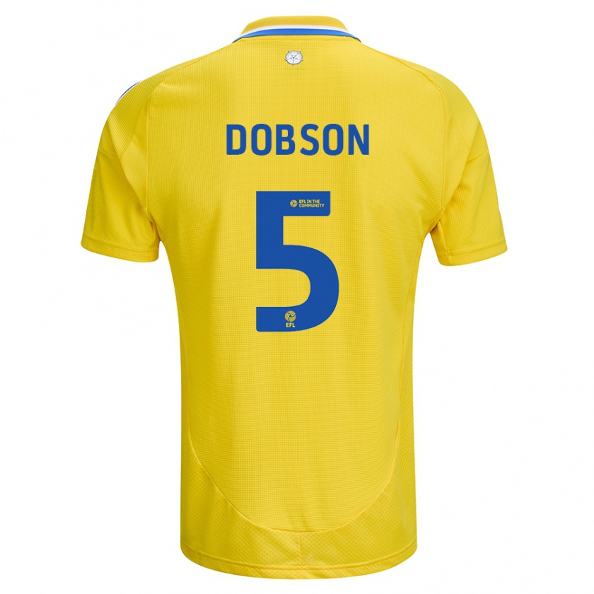 Kandiny Kinder Ellie Dobson #5 Gelb Blau Auswärtstrikot Trikot 2024/25 T-Shirt