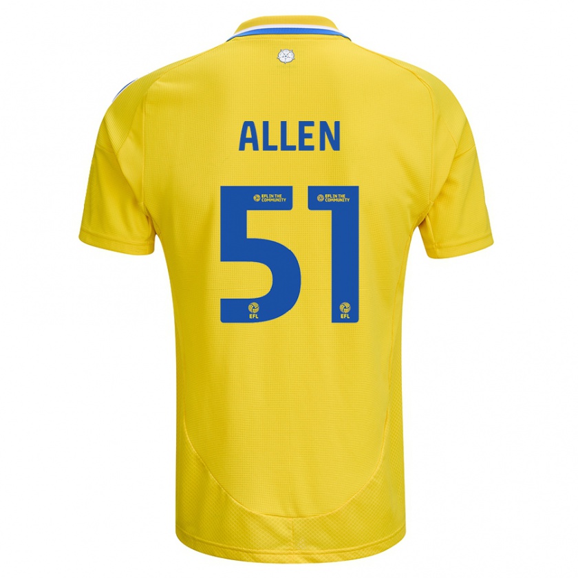 Kandiny Kinder Charlie Allen #51 Gelb Blau Auswärtstrikot Trikot 2024/25 T-Shirt