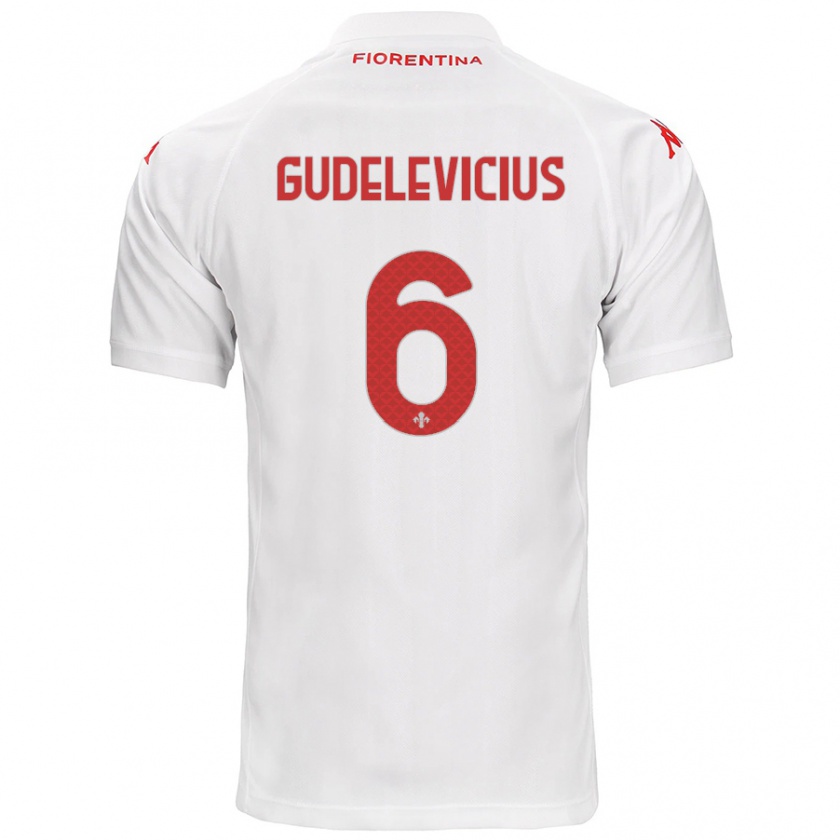 Kandiny Kinder Ernestas Gudelevicius #6 Weiß Auswärtstrikot Trikot 2024/25 T-Shirt