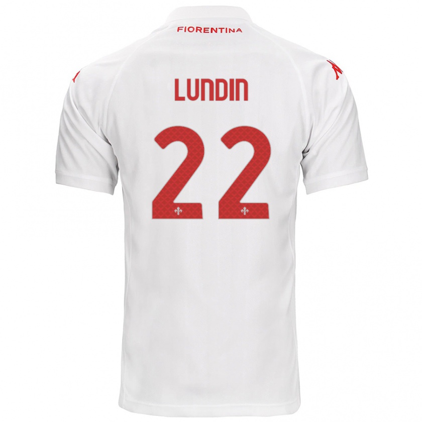 Kandiny Kinder Karin Lundin #22 Weiß Auswärtstrikot Trikot 2024/25 T-Shirt