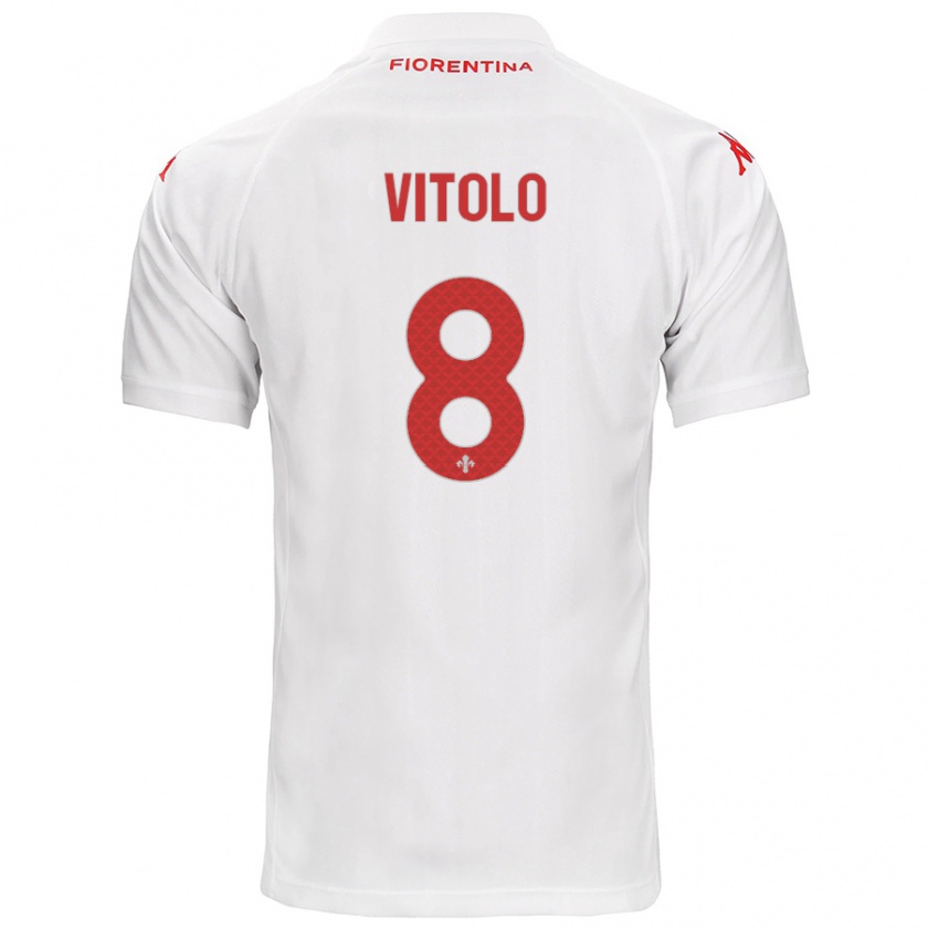 Kandiny Kinder Federico Vitolo #8 Weiß Auswärtstrikot Trikot 2024/25 T-Shirt