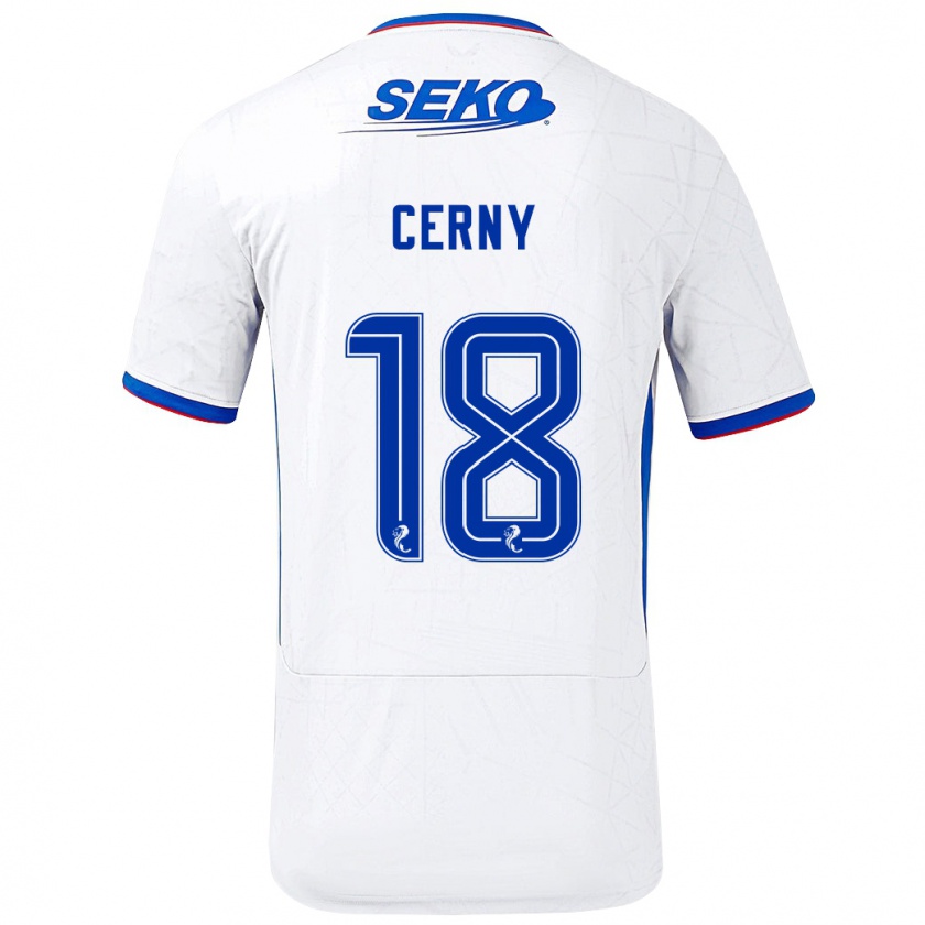 Kandiny Kinder Vaclav Cerny #18 Weiß Blau Auswärtstrikot Trikot 2024/25 T-Shirt