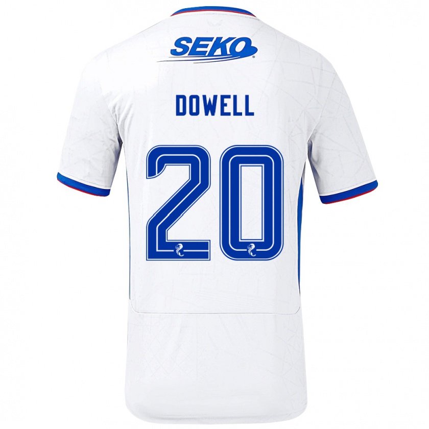 Kandiny Kinder Kieran Dowell #20 Weiß Blau Auswärtstrikot Trikot 2024/25 T-Shirt