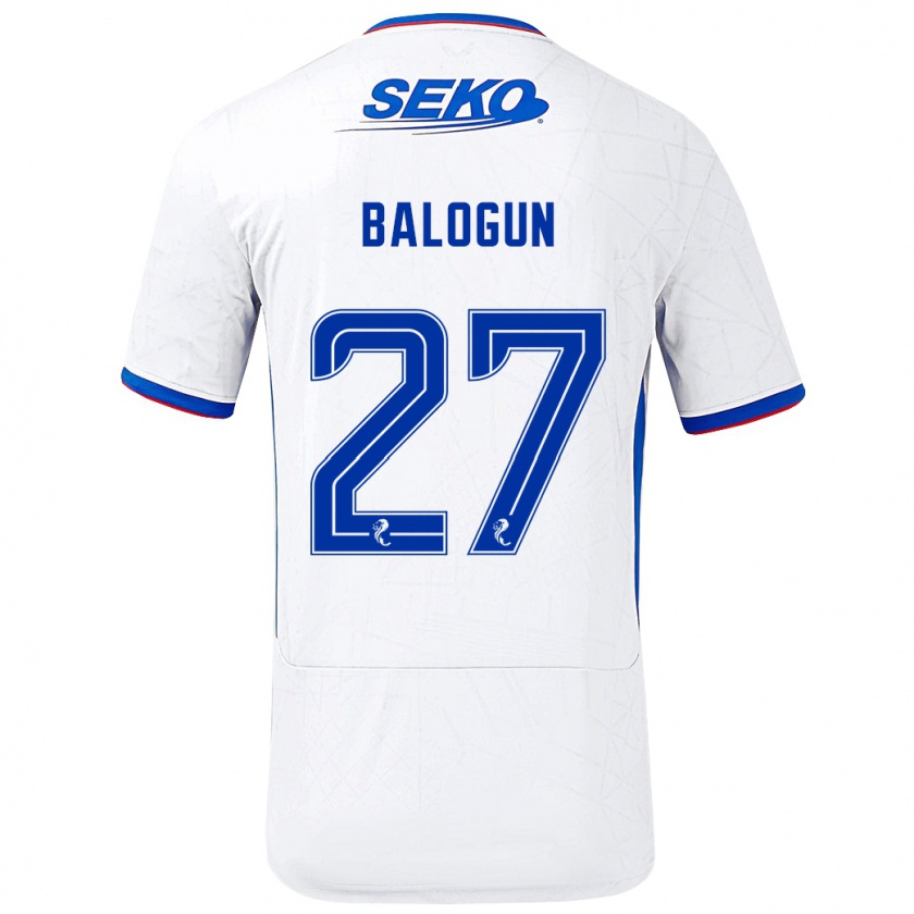 Kandiny Kinder Leon Balogun #27 Weiß Blau Auswärtstrikot Trikot 2024/25 T-Shirt