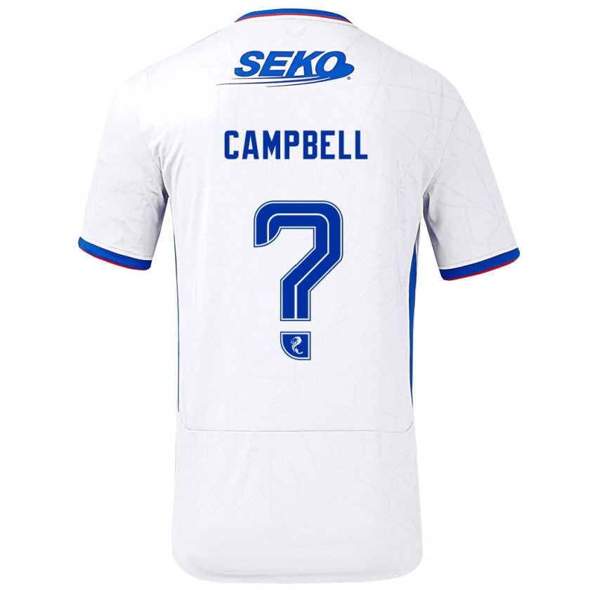 Kandiny Kinder Connor Campbell #0 Weiß Blau Auswärtstrikot Trikot 2024/25 T-Shirt