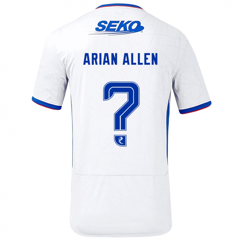 Kandiny Kinder Arian Allen #0 Weiß Blau Auswärtstrikot Trikot 2024/25 T-Shirt