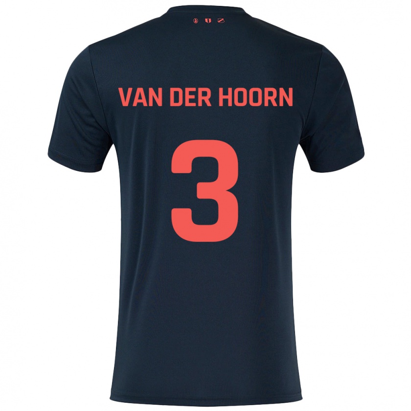 Kandiny Kinder Mike Van Der Hoorn #3 Schwarz Rot Auswärtstrikot Trikot 2024/25 T-Shirt