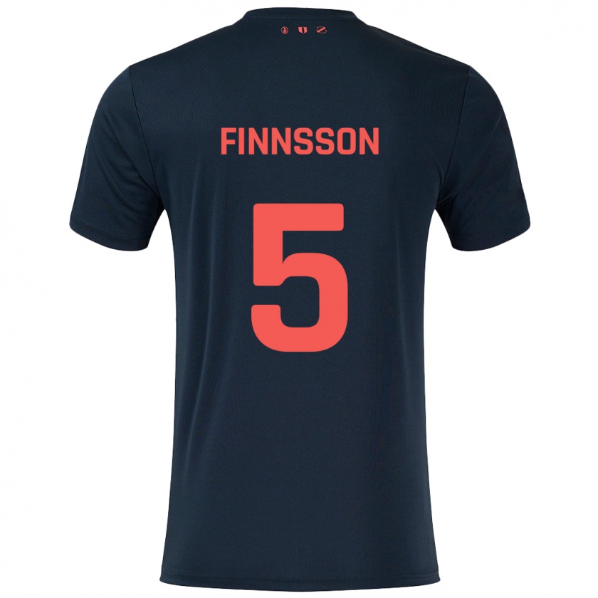 Kandiny Kinder Kolbeinn Finnsson #5 Schwarz Rot Auswärtstrikot Trikot 2024/25 T-Shirt