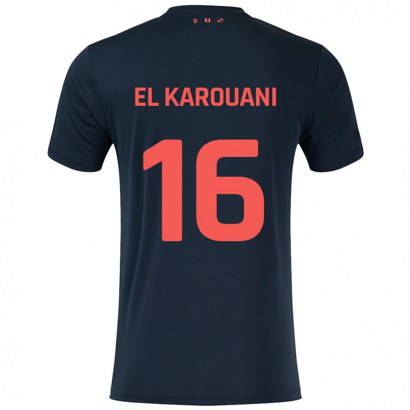 Kandiny Kinder Souffian El Karouani #16 Schwarz Rot Auswärtstrikot Trikot 2024/25 T-Shirt