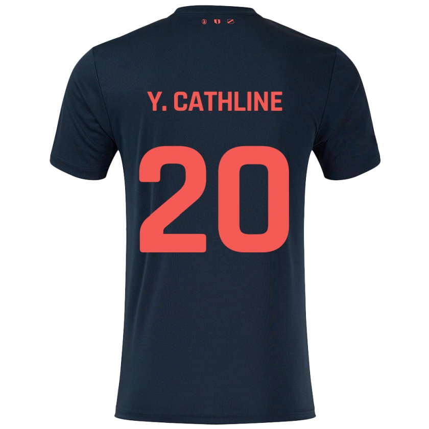 Kandiny Kinder Yoann Cathline #20 Schwarz Rot Auswärtstrikot Trikot 2024/25 T-Shirt