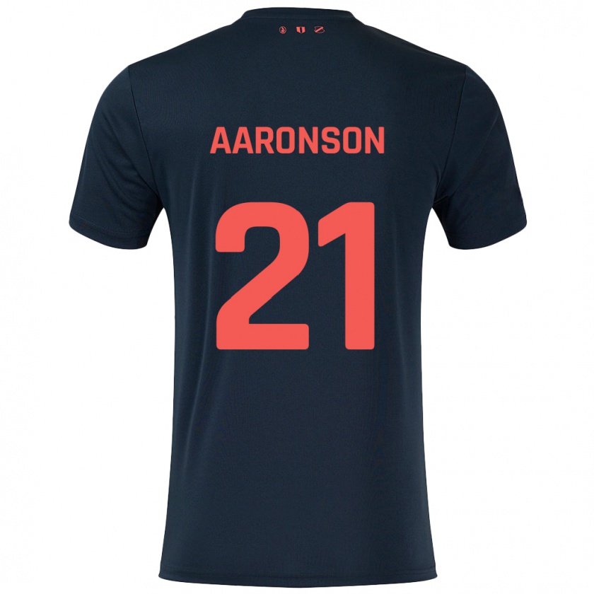 Kandiny Kinder Paxten Aaronson #21 Schwarz Rot Auswärtstrikot Trikot 2024/25 T-Shirt