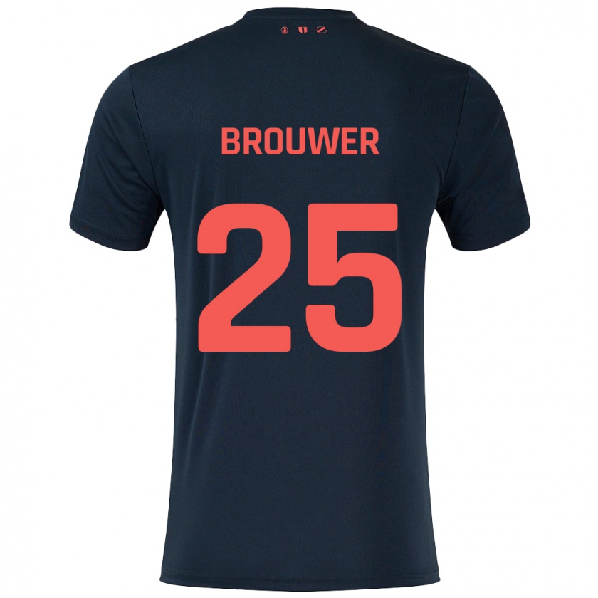 Kandiny Kinder Michael Brouwer #25 Schwarz Rot Auswärtstrikot Trikot 2024/25 T-Shirt