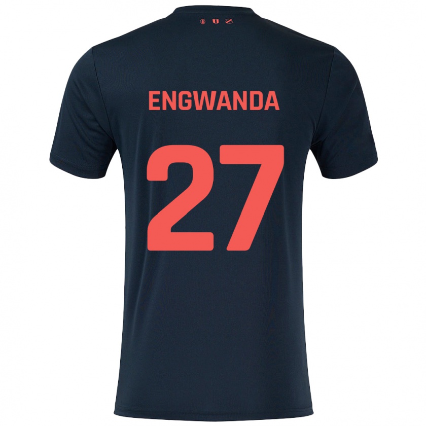 Kandiny Kinder Alonzo Engwanda #27 Schwarz Rot Auswärtstrikot Trikot 2024/25 T-Shirt