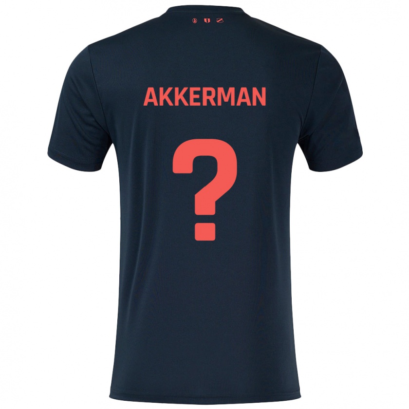 Kandiny Kinder Mees Akkerman #0 Schwarz Rot Auswärtstrikot Trikot 2024/25 T-Shirt