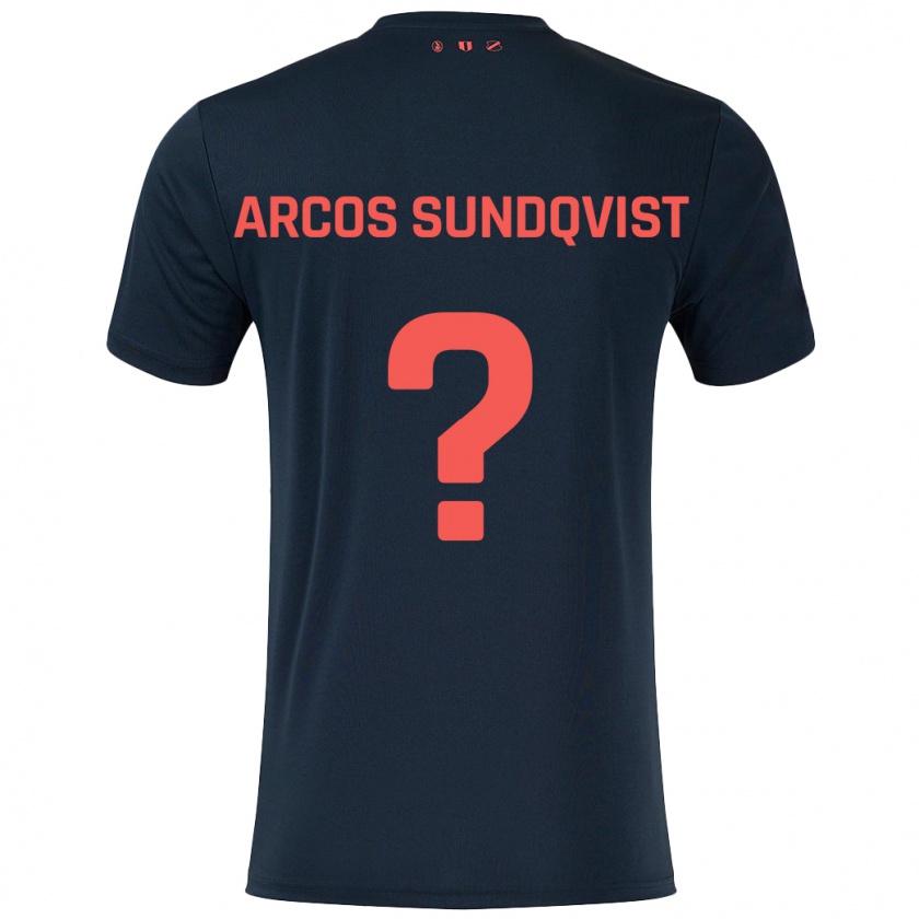 Kandiny Kinder Gustav Arcos Sundqvist #0 Schwarz Rot Auswärtstrikot Trikot 2024/25 T-Shirt