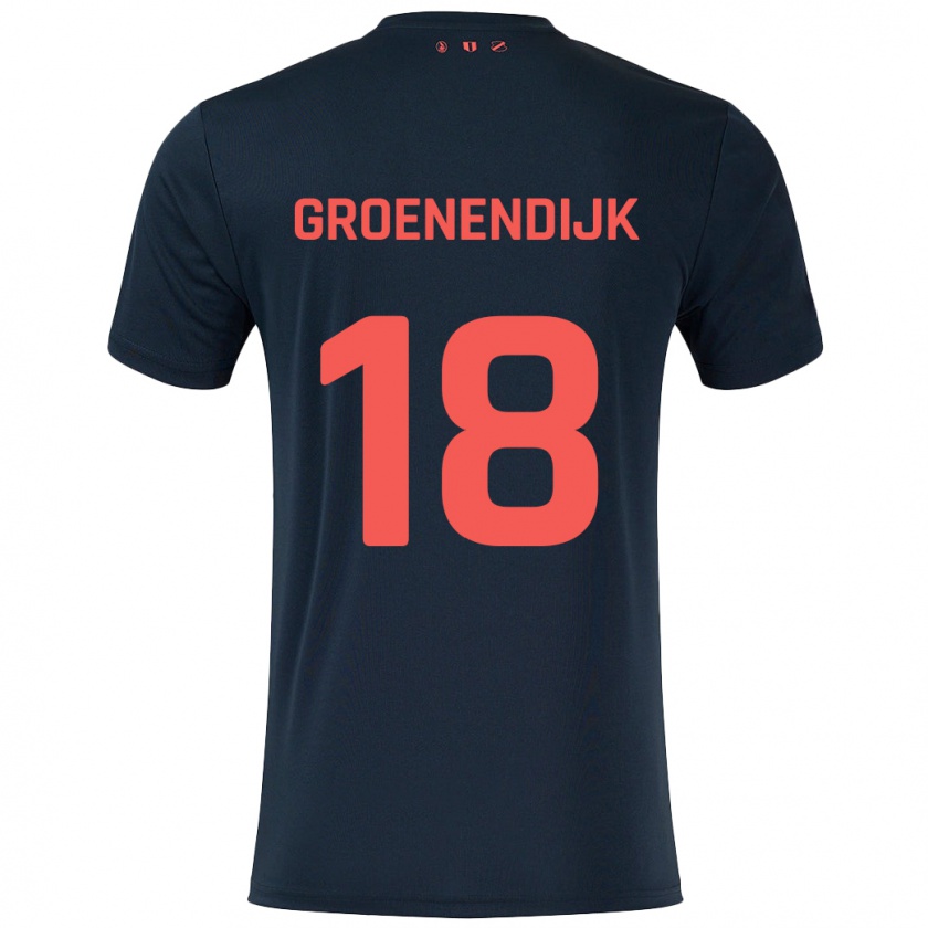 Kandiny Kinder Tami Groenendijk #18 Schwarz Rot Auswärtstrikot Trikot 2024/25 T-Shirt