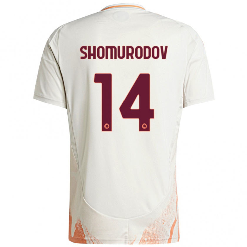 Kandiny Kinder Eldor Shomurodov #14 Cremeweiß Orange Auswärtstrikot Trikot 2024/25 T-Shirt