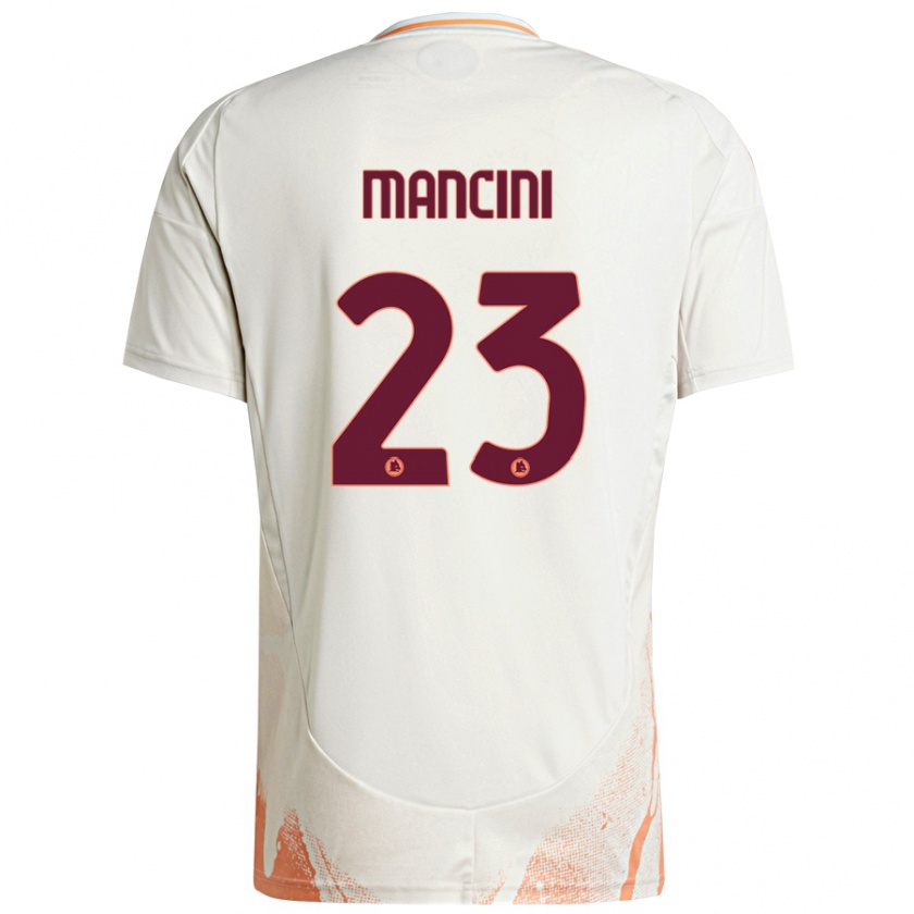 Kandiny Kinder Gianluca Mancini #23 Cremeweiß Orange Auswärtstrikot Trikot 2024/25 T-Shirt