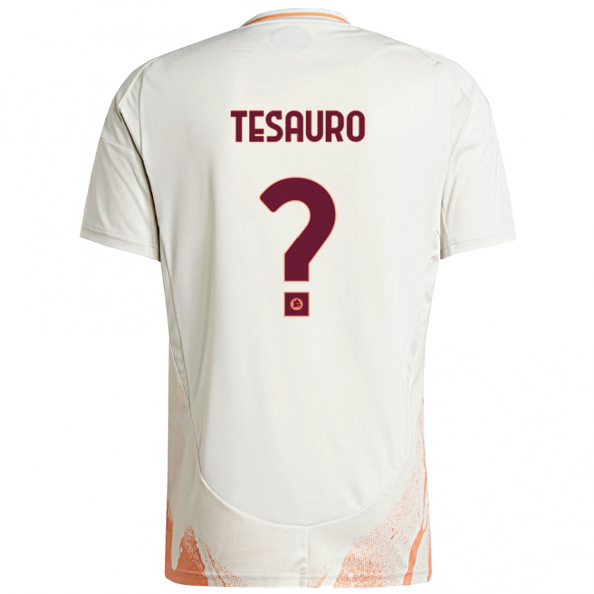 Kandiny Kinder Emanuele Tesauro #0 Cremeweiß Orange Auswärtstrikot Trikot 2024/25 T-Shirt