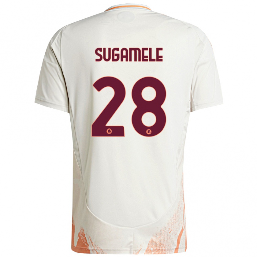 Kandiny Kinder Alessandro Sugamele #28 Cremeweiß Orange Auswärtstrikot Trikot 2024/25 T-Shirt