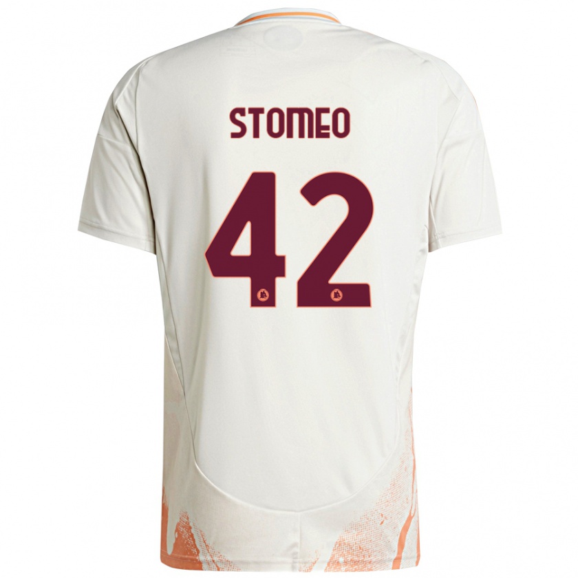 Kandiny Kinder Giorgio Stomeo #42 Cremeweiß Orange Auswärtstrikot Trikot 2024/25 T-Shirt