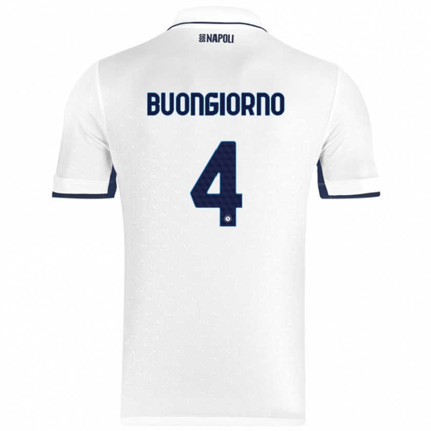 Kandiny Kinder Alessandro Buongiorno #4 Weiß Königsblau Auswärtstrikot Trikot 2024/25 T-Shirt